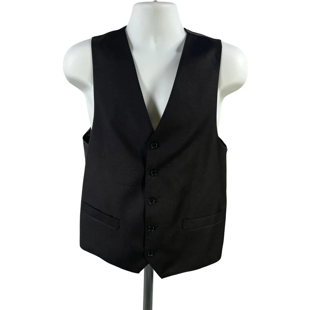 Statement Italy Men’s Black Suit Jacket and Vest - 40R W/ Pants 40x34 Set